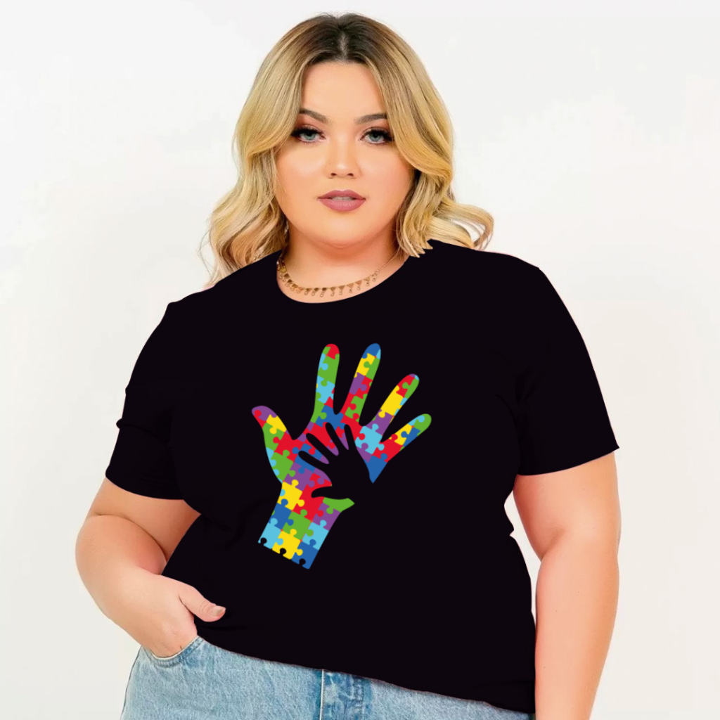 Camiseta Mao autismo cores diversas 100% algodão envio imediato