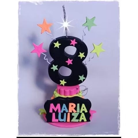 Vela Personalizada em Biscuit Neon