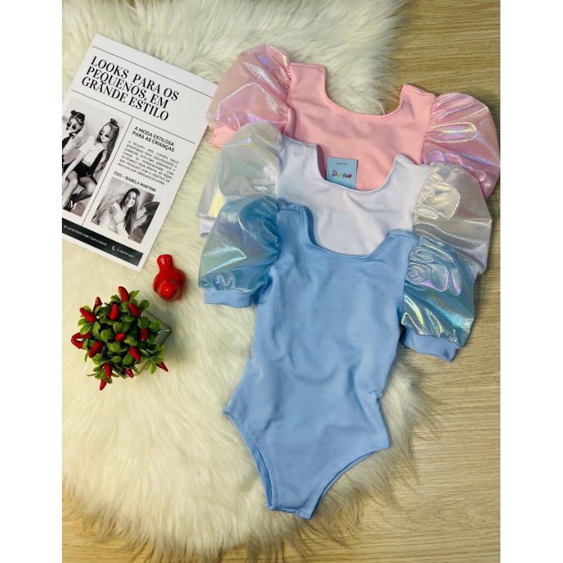 BORY MANGA HOLOGRÁFICO MODA INFANTIL MENINA em Oferta na Shopee