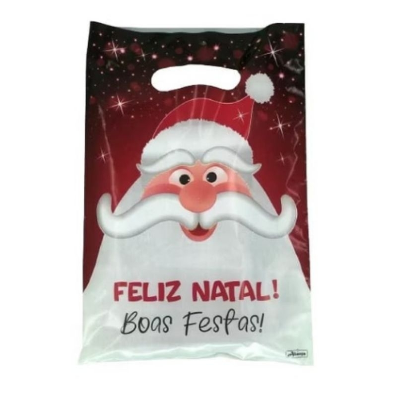 Sacola Boca de Palhaço Feliz Natal para colares, presentes, lembranças e mimo