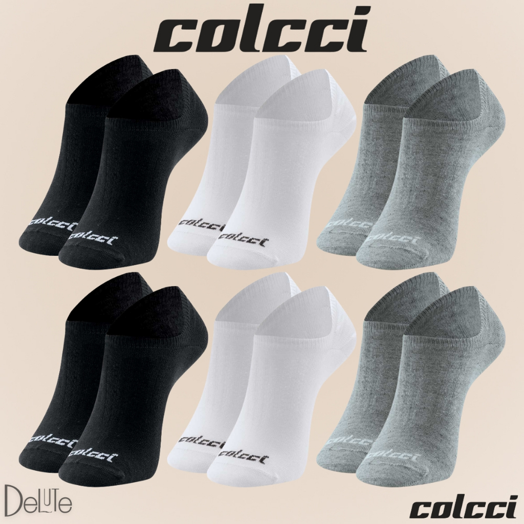 Kit com 6 Pares de Meias Colcci Modelo Invisível Lisa Básica Esportiva Calcanhar Verdadeiro Cotton - Men Clothes