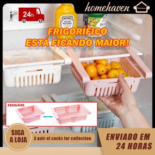 Caixa de armazenamento de geladeira retrátil multifuncional cozinha espaço de armazenamento ajustável