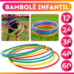 Bambolê Multicoloridos 65cm (kits com 12,24,36,48,60 Bambolês coloridos)com certificação Inmetro