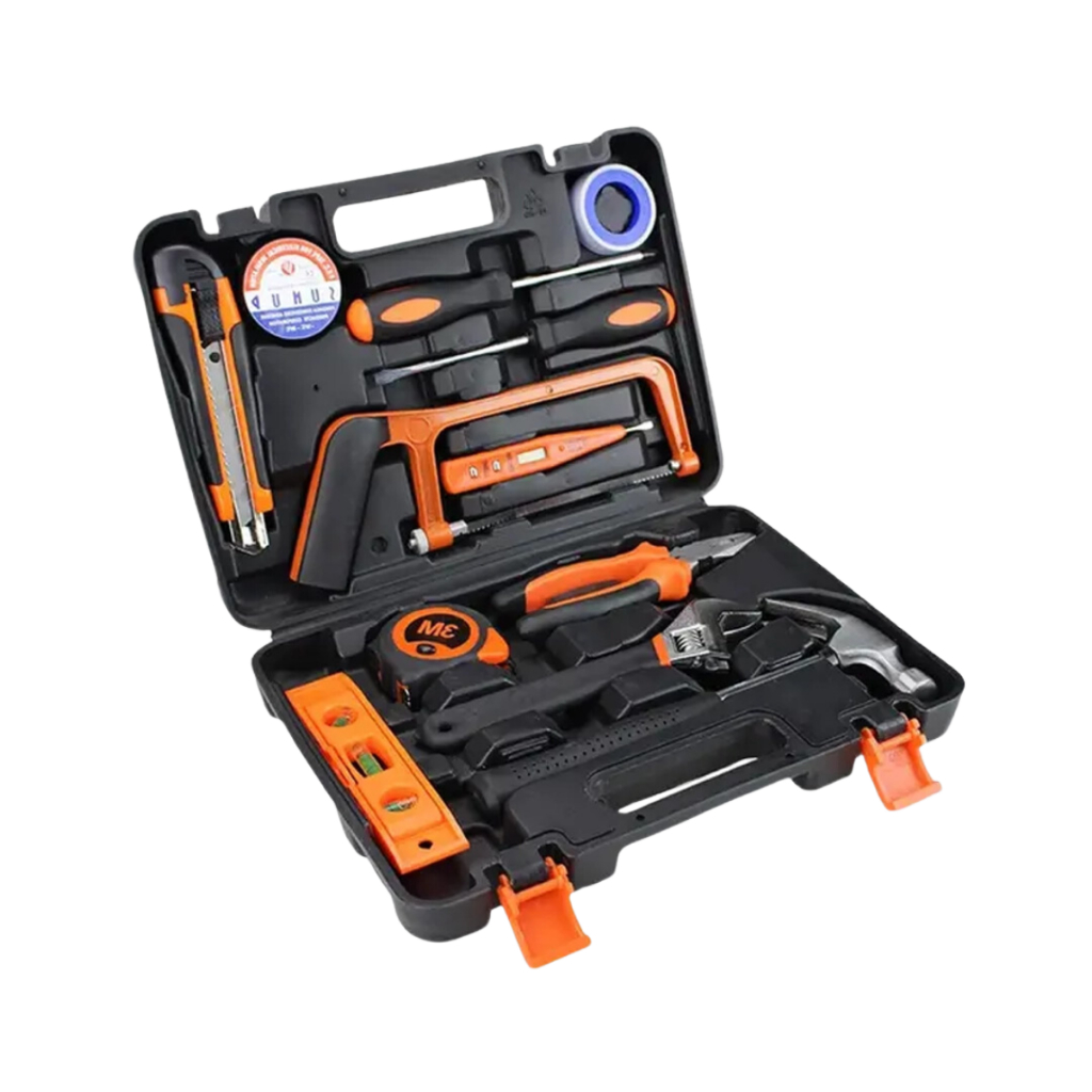Detalhes do Kit de Ferramentas 13 Peças OI-5024 Maleta Compacta Chaves Alicate Martelo Mais Reparos Domésticos