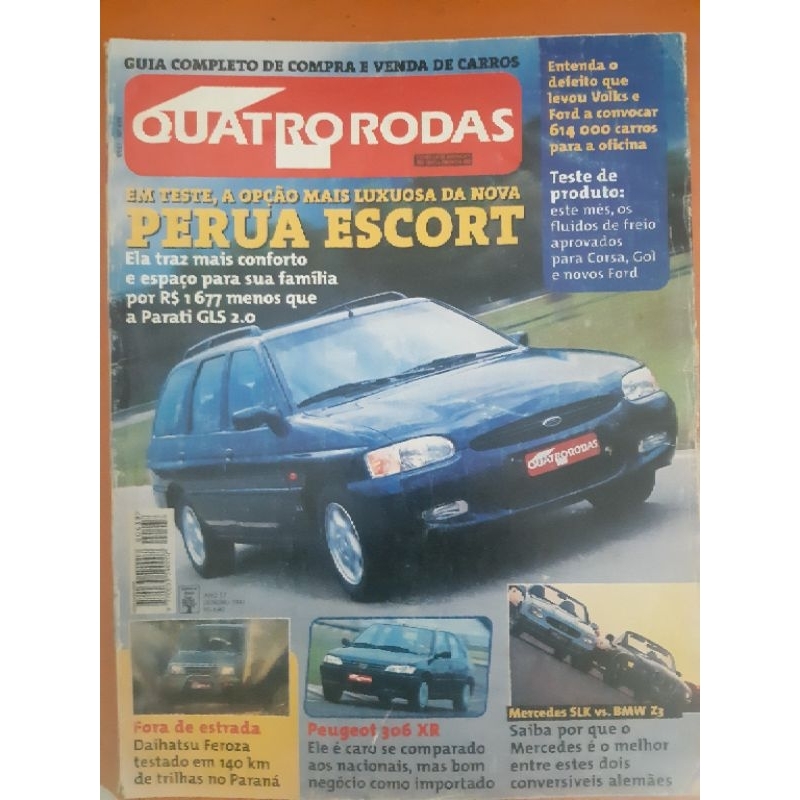 Revista Quatro Rodas JANEIRO de 1997 Edição n° 438 – Perua Escort SW. Mercedes SLK x BMW Z3. Peugeot 306 XR