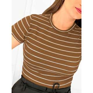 24TP0910 - Blusa Feminina T-shirt Canelado Premium Listrada Elegante