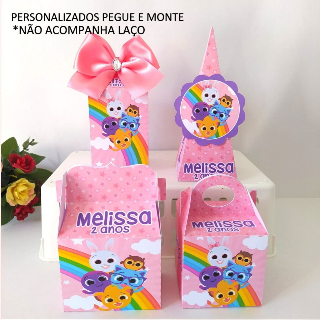 Lembrancinhas Bolofofos rosa pegue e monte/personalizados/kit festa /caixinhas para a aniversário
