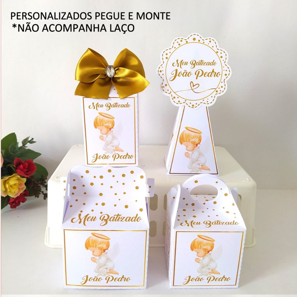 20 Lembrancinhas Meu Batizado pegue e monte/personalizados/kit festa /caixinhas para a aniversário