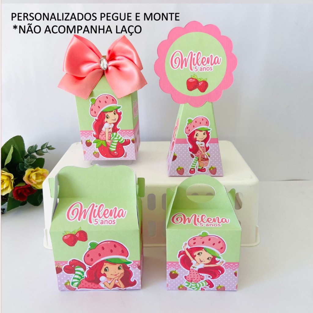 20 Lembrancinhas moranguinho  PEGUE E MONTE/personalizados/kit festa /caixinhas para a aniversário