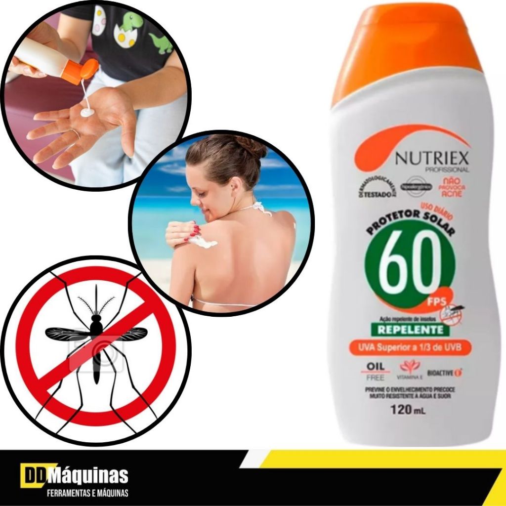 Protetor solar fps 60 120 ml com repelente - Nutriex - Beauty