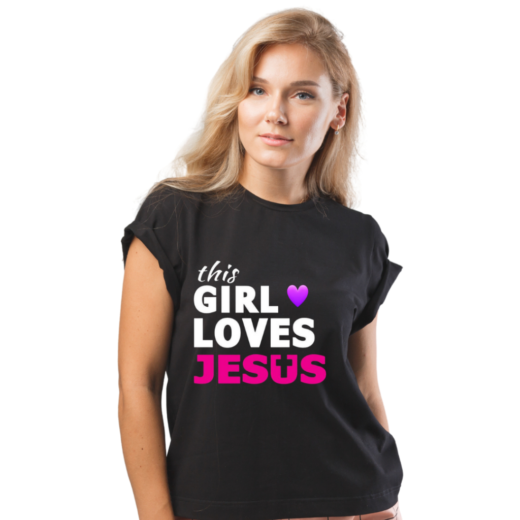 Camiseta Camisa Esta Menina Ama Jesus The Girl Loves Jesus Blusa 100% Algodão Babylook Premium