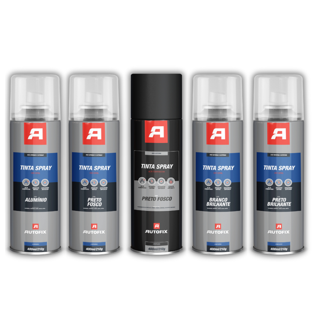 Kit 3 Tintas Sprays Uso Geral 400ml - Autofix 400ml / 210g - CORES OK