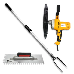 Kit Desempenadeira Elétrica Menegotti MDE 1200W + Extensor Regulável + Galo Dentada 307/04 Reboco