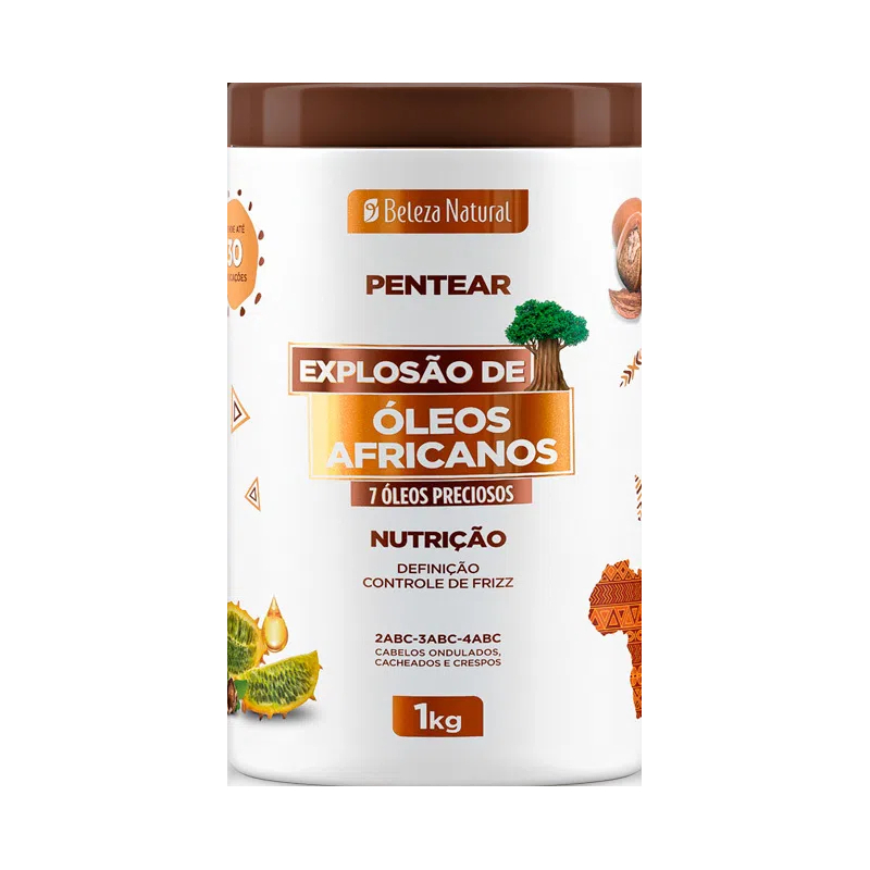 CREME DE PENTEAR BELEZA NATURAL 1KG EXPLOSAO DE OLEOS AFRICANOS em Oferta na Shopee