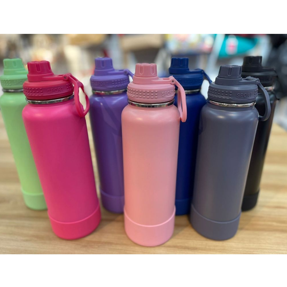 Garrafa Térmica Esportiva Aço Inoxidável Com proteção de Silicone 500ml/600ml/800ml/1000ml/1200ml em Oferta na Shopee