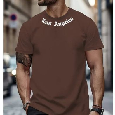 Camiseta Oversized Masculina Los Angeles Gola Redonda Style Despojada Estilo Larga Lançamento Streetwear Algodão Premium