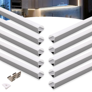 Kit 10 Metros Perfil De Canto Alumínio Sobrepor Slim Branco 45º P/ Fita Led 16x16mm Decorativo em Oferta na Shopee