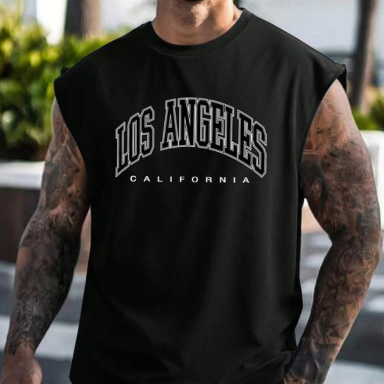 Camiseta Regata Oversized Academia Masculina Treino Los Angeles Streetwear Sport