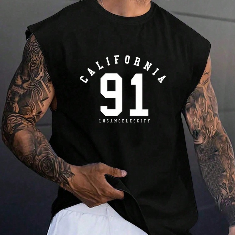 Camiseta Regata Oversized Masculina Treino Academia Grande Streetwear Cali 91