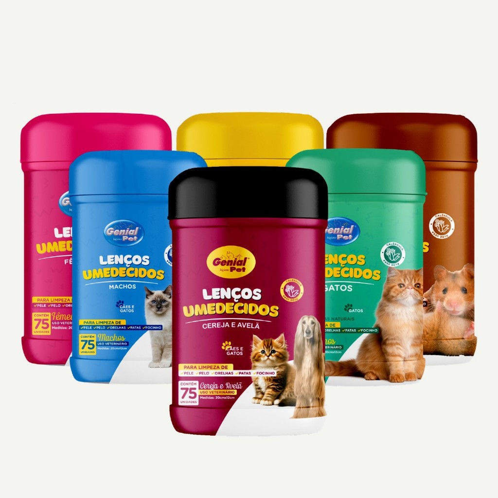 Toalhas Lenços Umedecidos 75 Folhas Para Cachorro gatos e Roedores Hamster Genial