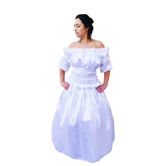 Saia Umbanda Cetim Branca umbanda candomble 3 metros de roda roupa de ração