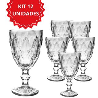 Kit 6 Taças Diamond Vidro Transparente Para Vinho Qualidade Luxo Resistente 330ml