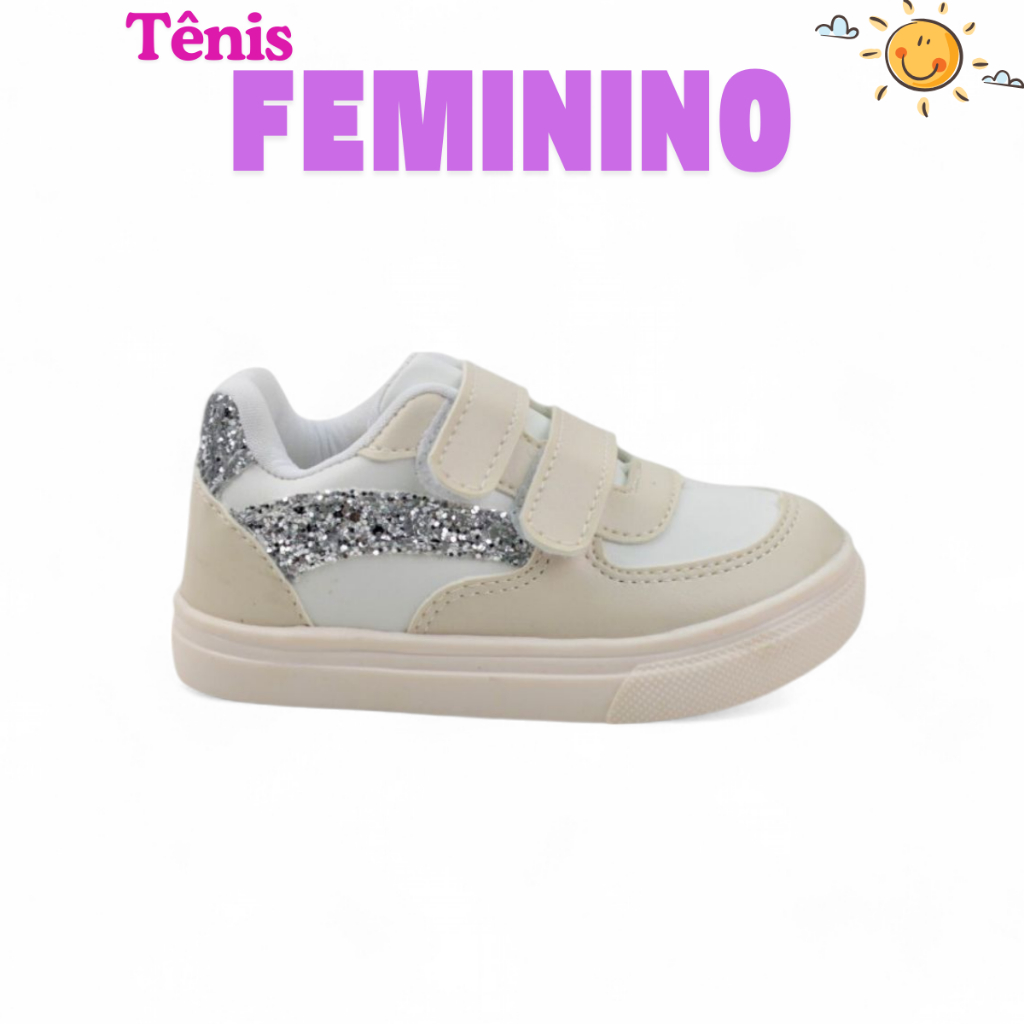 Tênis Infantil Feminino com Detalhes Brilhantes, Confortável