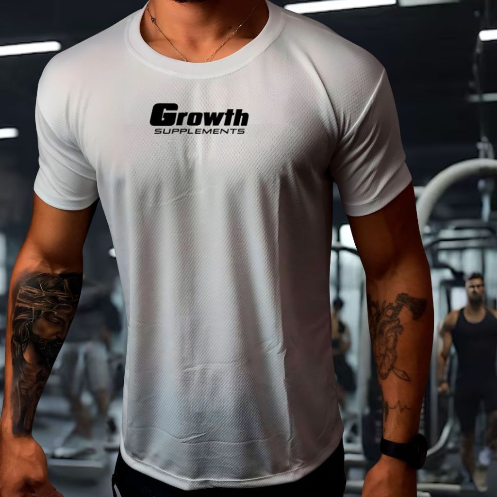 Camisa Dry Fit  Masculina -  MODELO GROWTH 01 - Academia tecido leve AntiOdor - Alta Durabilidade em Oferta na Shopee