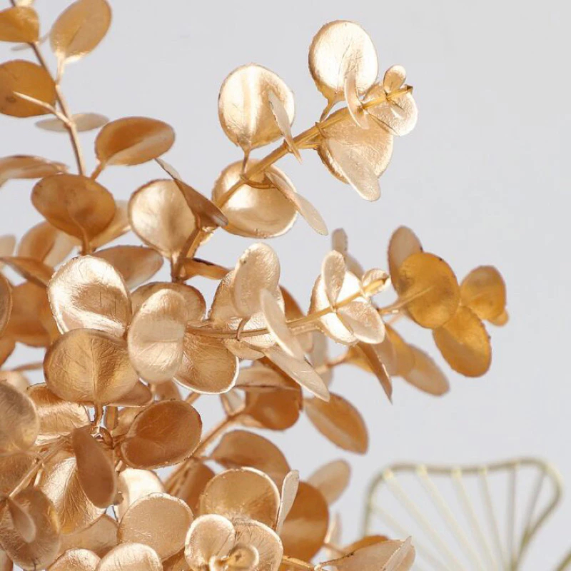 Flor Artificial de Eucalipto Dourada/Prata/Cobre para Decoração de Árvore de Natal - A-530