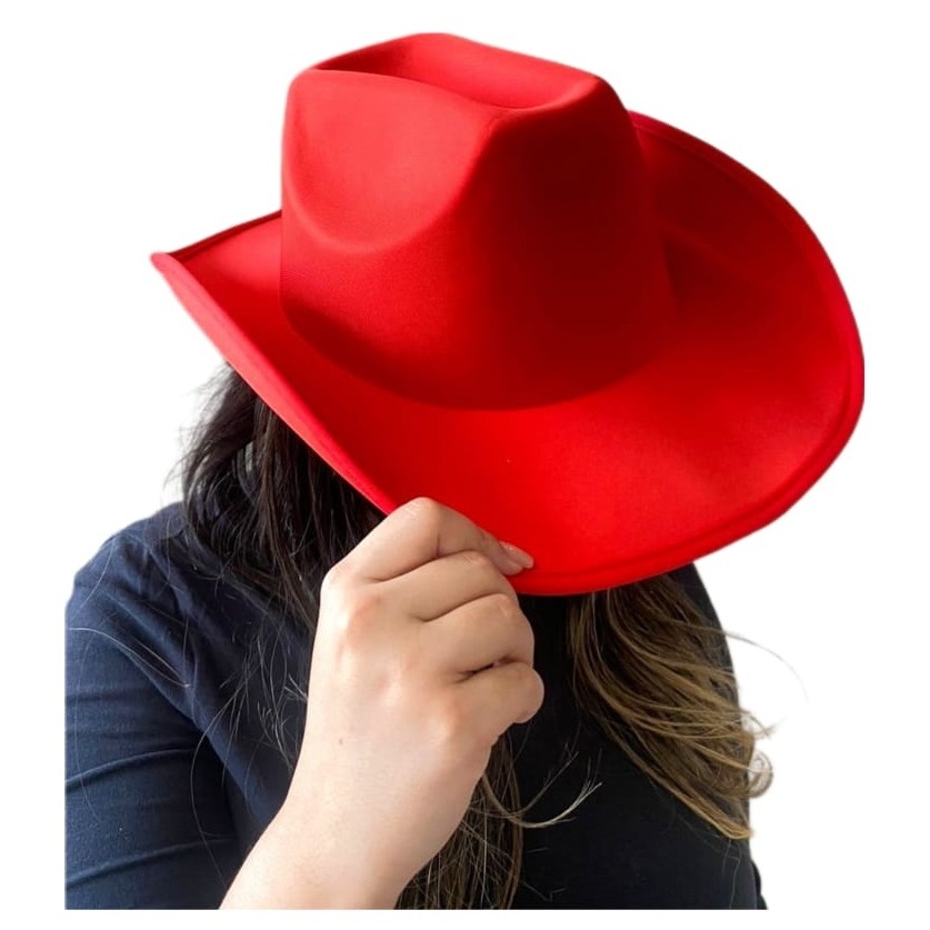 Chapéu Cowboy Cowgirl VERMELHO para Festa de Peão Rodeio Vaquejada Boiadeira e Festa Junina - Adulto