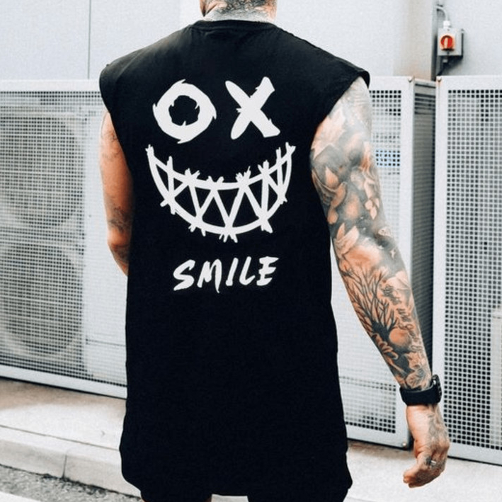 Camiseta Regata Oversized Preta Masculina Smile Para Presente Natal Fim de Ano Streetwear Academia em Oferta na Shopee