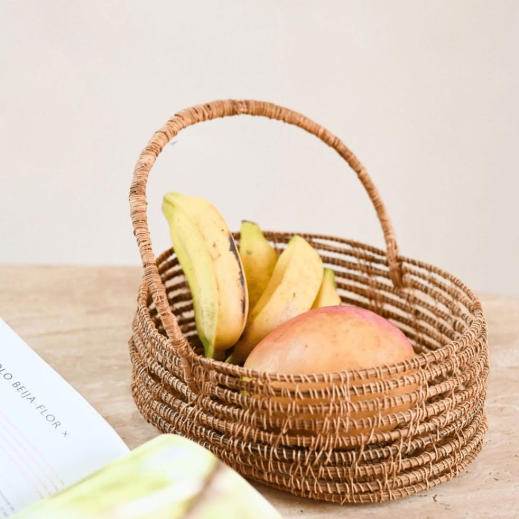 Cesto Bandeja Rattan Bambu Organizador Frutas Decoração Casa