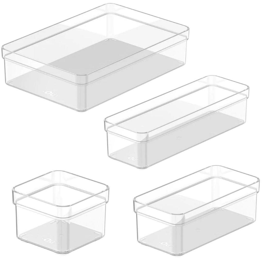 Organizador Multiuso de Gaveta Clear Divisórias Removível P/ Ambientes Escritório Cozinha Sala Transparente Resistente