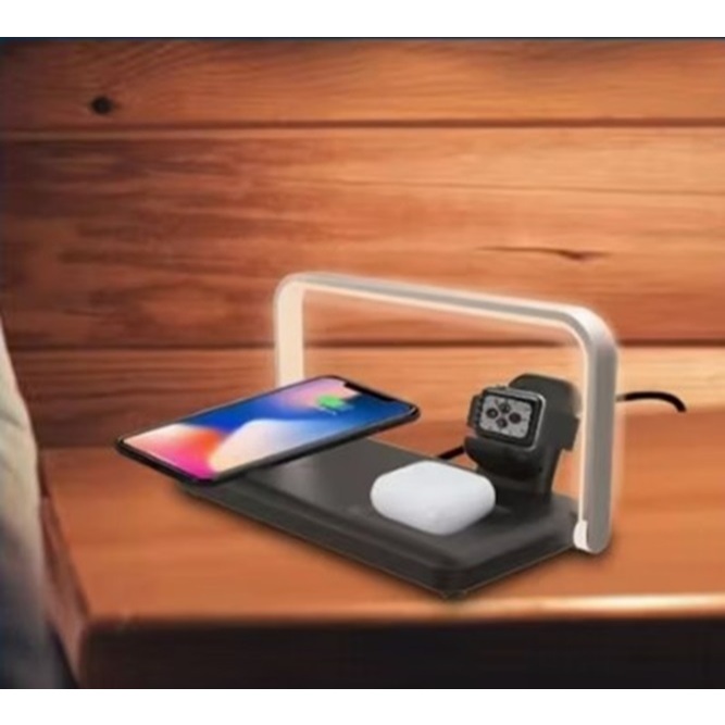 Carregador Sem Fio Carregador  3 em 1 Carrega Celular Smartwatch e Fone de Ouvido Sem Fio