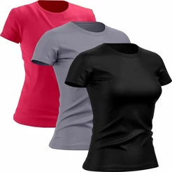 Kit 3 Camisetas Femininas Esportivas Academia Treino Dry Fit 100% Poliéster