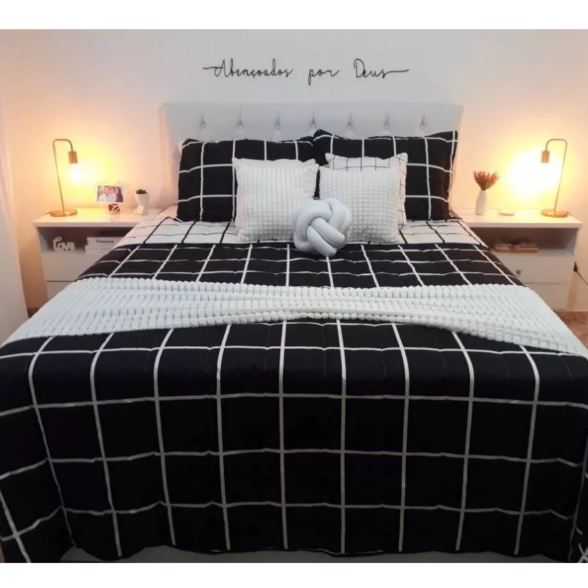 Kit Cobre Leito Colcha Queen 3 Peças Dupla Face Austin Micro Percal 200 Fios