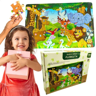 Quebra Cabeça Infantil MDF 30 Peças Grandes Dinossauro Floresta Presente pra Criança Brinquedos Educativos Pedagógicos em Oferta na Shopee