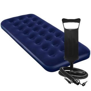 Kit Colchão Inflável Solteiro Resistente com Bomba de Inflar em Oferta na Shopee