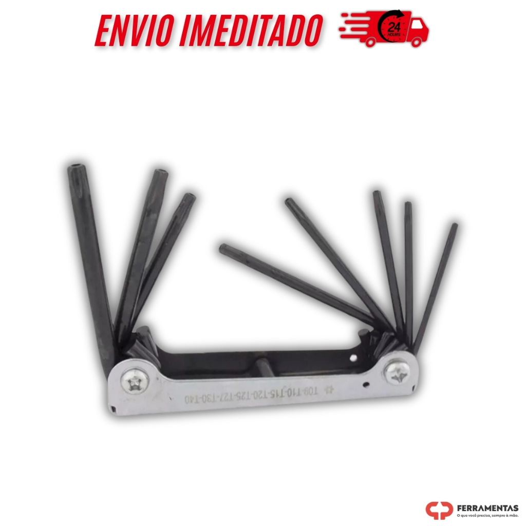 Jogo De Chave Torque Torx T9-t40 Corneta Canivete 8 Pontas