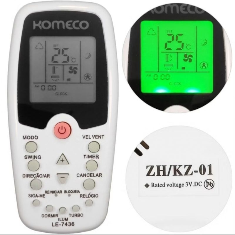Controle Remoto Ar-Condicionado Komeco ZH/EZ-01 ❄ em Oferta na Shopee