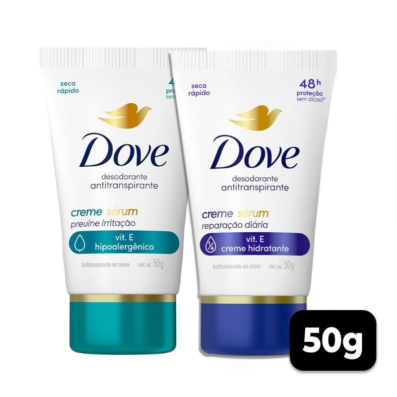 Kit Desodorante Antitranspirante Creme Dove SérumReparação e previne irritação 50g de cada em Oferta na Shopee