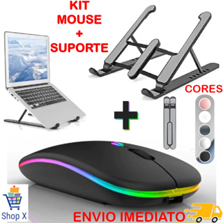 Kit Mouse Sem Fio Recarregável mais Suporte Notebook Tablet Regulável e Mousepad Home Office em Oferta na Shopee
