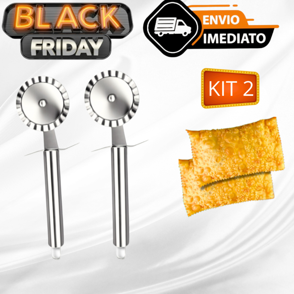Kit 02 Carretilha de Fechar Pastel e Cortar Massas Em Aço Inox Resistente Multiuso