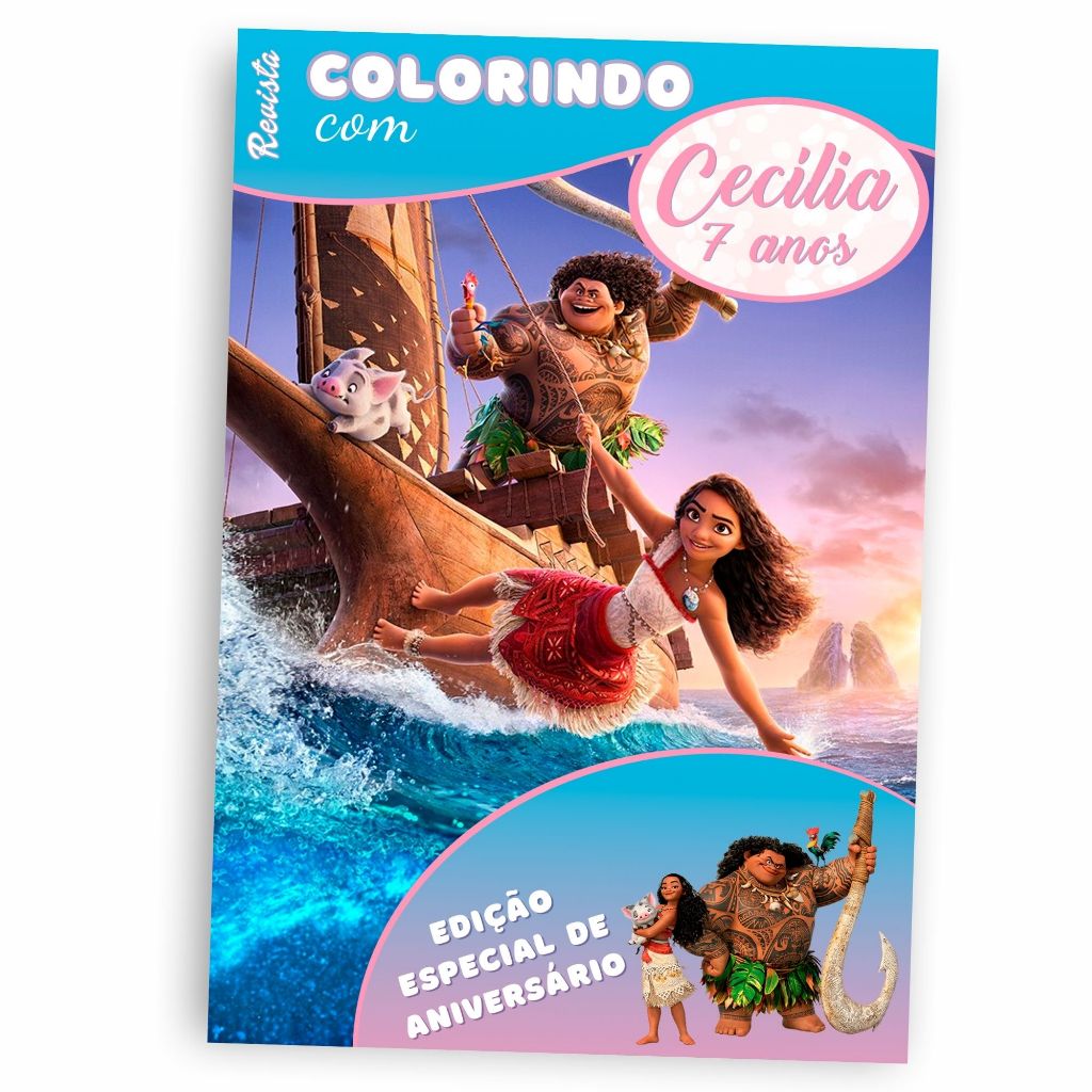 Livro De Colorir Moana 2 Personalizados Lembrancinha Festa Aniversário