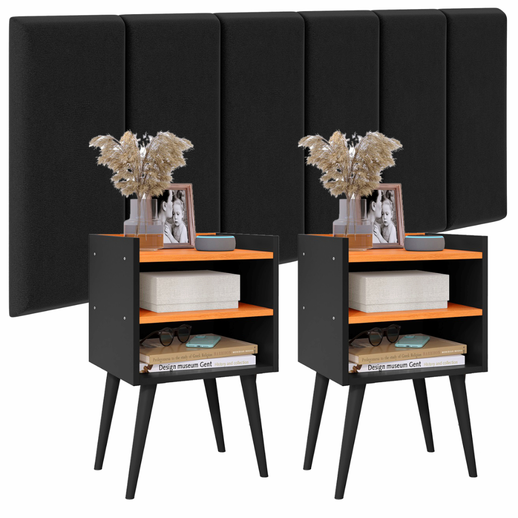 Conjunto 2 Mesas de Cabeceira Nicoli + 1 cabeceira Julia 1.60 CAMA QUEEN Varias Cores