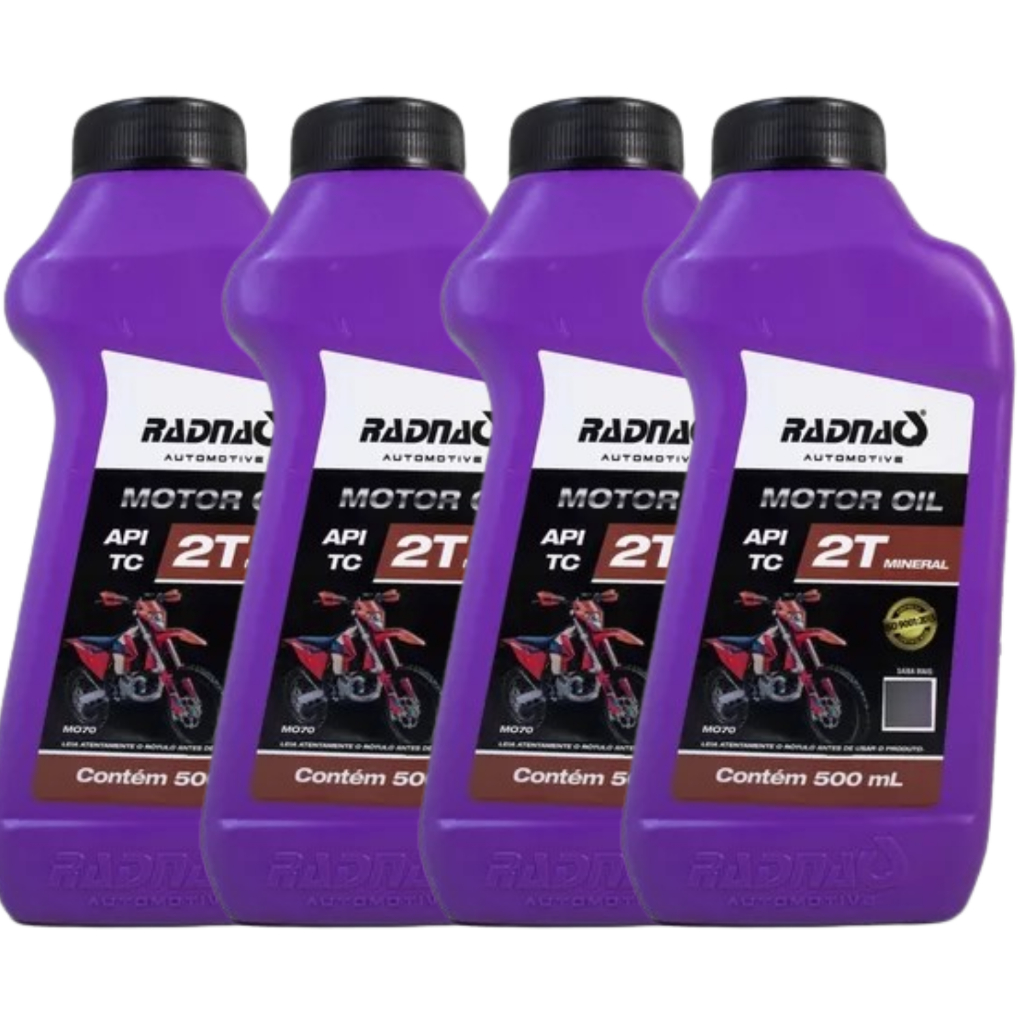 Kit 4 Óleo Motor Moto Motosserra Radnaq 2t Mineral Api TC 500ml