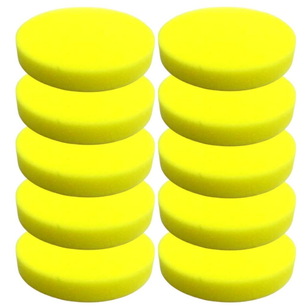 Kit 10 Aplicadores De Espuma Automotivo Amarelo Para Ceras/ Polidores/ Revitalizadores de Plásticos em Oferta na Shopee