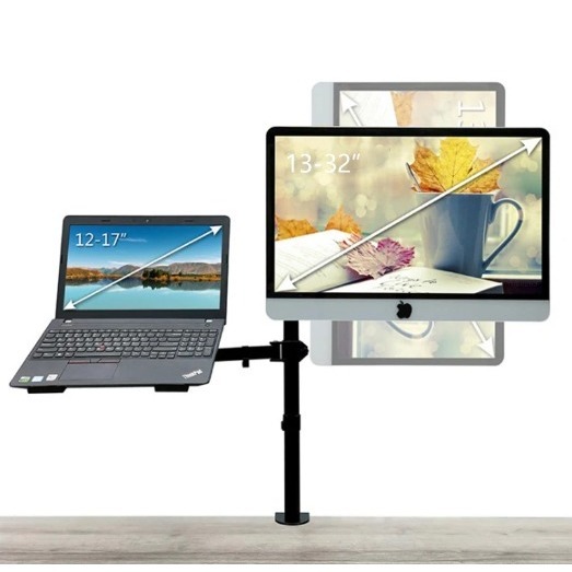 Suporte Portátil Com Dupla Montagem de Mesa Para Monitor Com Bandeja Para Notebook Tela 17" - 32" Z011/Z012/Z022