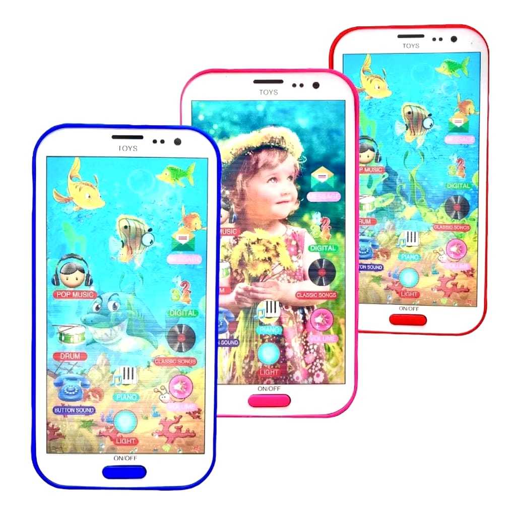 Brinquedo musical infantil para celular com vídeo, luz, som e cordão