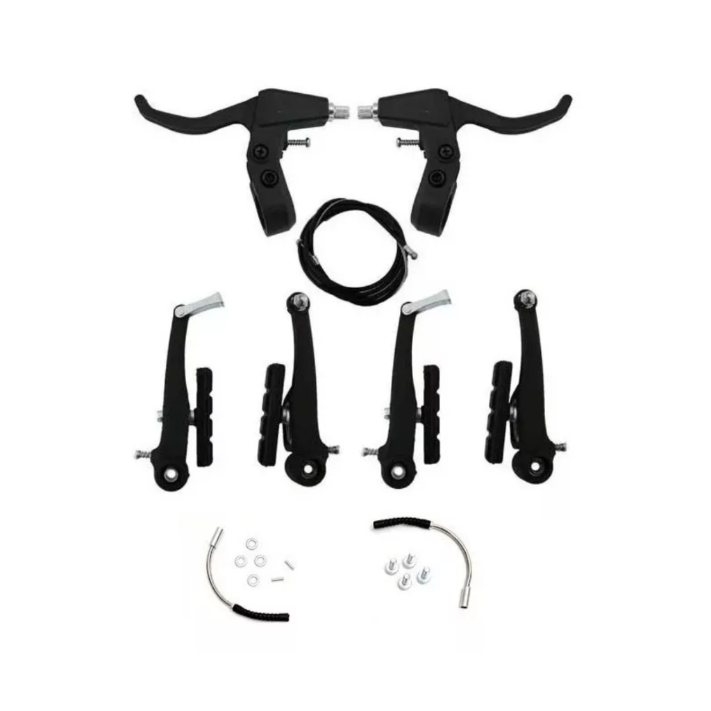 Freio V-brake Em Nylon Preto Mtb Bike C/ Manete E Cabos promoção em Oferta na Shopee